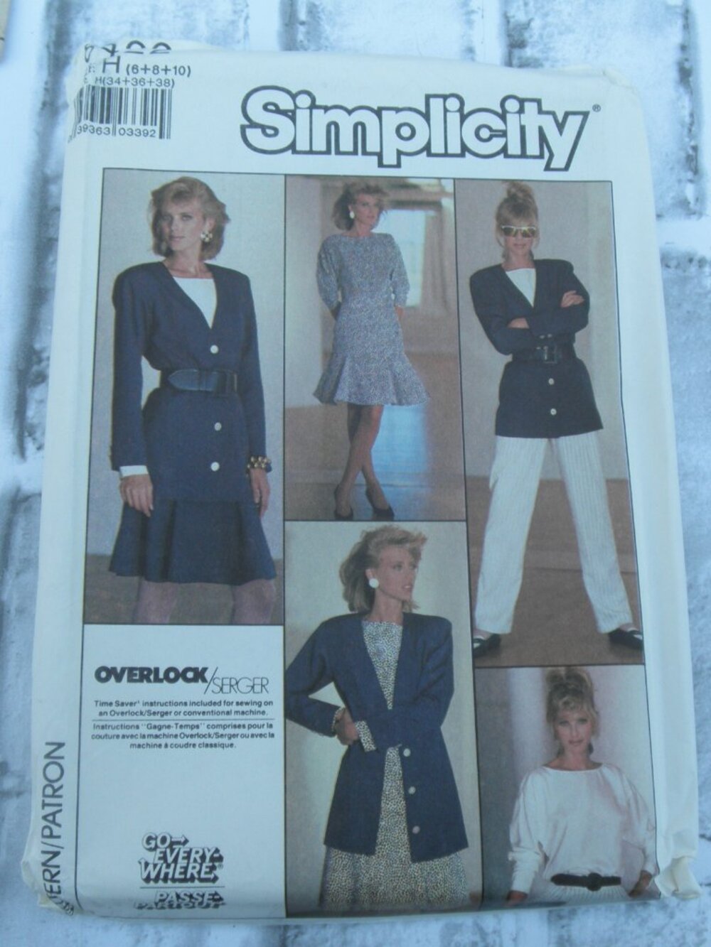 #8422, SIMPLICITY UNCUT SEWING PATTERN SKIRT,PANTS, TOP, JACKET (SIZE 6-8-10)